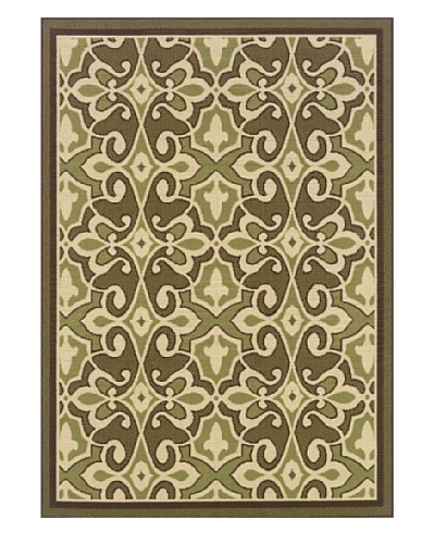 Granville Rugs Monterey Indoor/Outdoor Area Rug [Green/Cream/Brown]