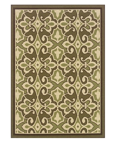 Granville Rugs Monterey Indoor/Outdoor Area Rug [Green/Cream/Brown]