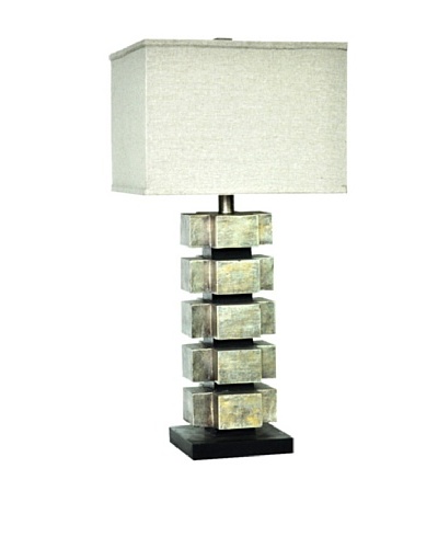 Greenwich Lighting Cinder Block Table Lamp, Silver Leaf