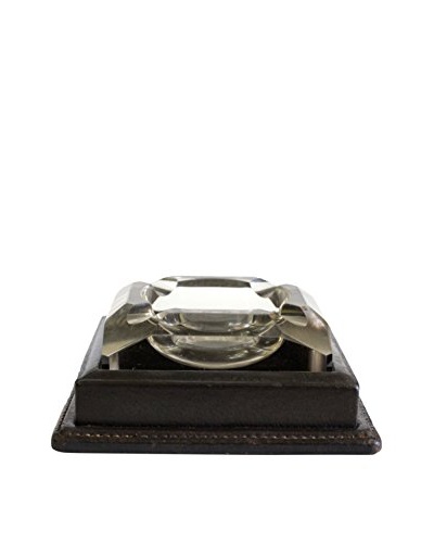 Gucci Glass and Leather Ashtray, Clear/Brown