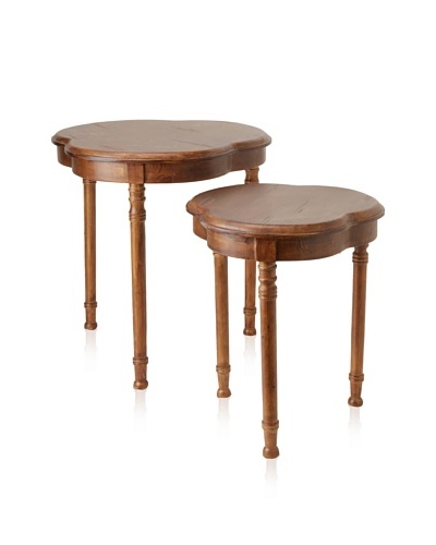 Guildmaster Set of 2 Clover Nesting Tables, Medium Brown