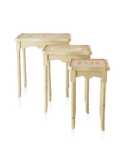 Guildmaster Set of 3 Garden View Nesting Tables, Putty