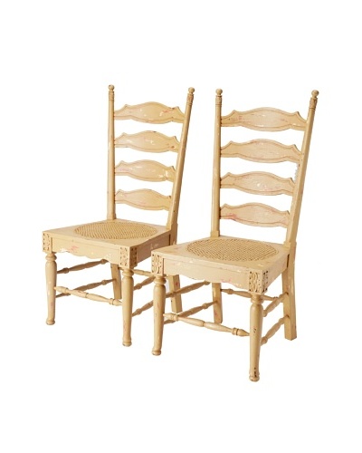 GuildMaster Set of 2 Livorno Ladder-Back Chairs, Acorn/Red