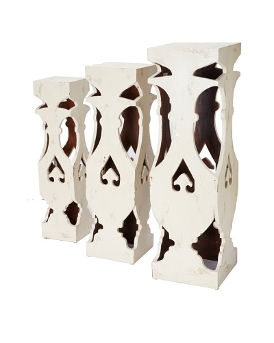 GuildMaster Set of 3 Clove Pedestals, Off-White