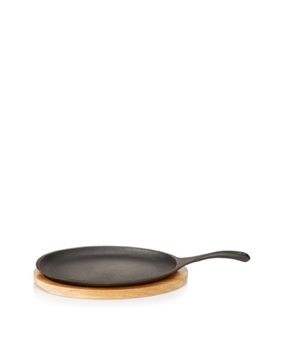Guro Cast Iron Oval Grill Pan with Wood Tray