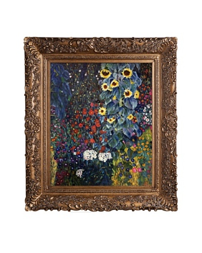 Gustav Klimt’s “Farm Garden with Sunflowers” Framed Oil Painting