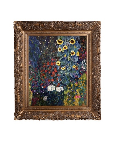 Gustav Klimt's Farm Garden with Sunflowers Framed Oil Painting