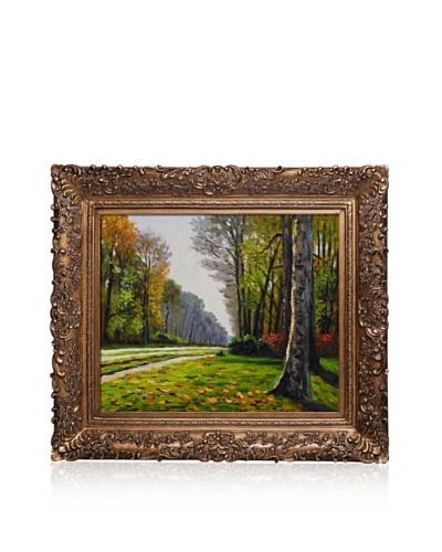 Hand-Painted Reproduction of Claude Monet The Road to Bas-Breau, Fontainebleau Framed Oil Painting, 20 x 24