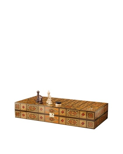 Hannibal Enterprises Handmade Wood Inlay & Mother of Pearl Backgammon/Checkers