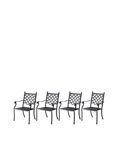 Hansen Set of 4 Provence Dining Chairs, Aged Bronze