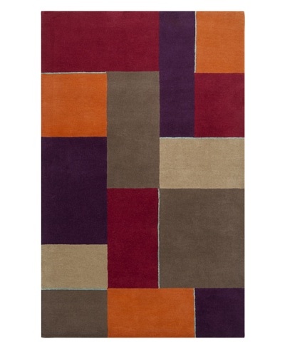 Harlequin New Zealand Wool Rug, Slate Gray/Raspberry Wine [Slate/Wine/Khaki/Dark Taupe]