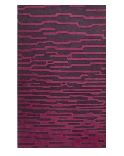 Harlequin New Zealand Wool Rug, Aubergine/Raspberry Rose, 5' x 8' [Aubergine/Raspberry Rose]