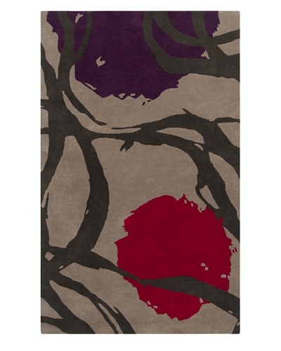 Harlequin New Zealand Wool Rug, Dark Plum/Red/Black Olive [Dark Plum, Red, Black Olive, Taupe]