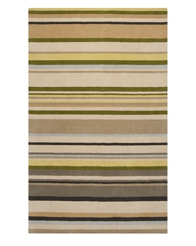 Harlequin New Zealand Wool Rug, Avocado/Midnight Green/Gold, 5′ x 8′ [Avocado, Midnight Green, Gold, Biscotti, Cream, Flint Gray, Bay Leaf]