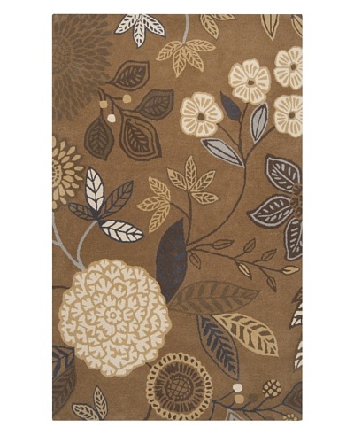 Harlequin New Zealand Wool Rug, Golden Brown/Caramel/Mushroom, 5′ x 8′ [Gold/Brown/Gray]