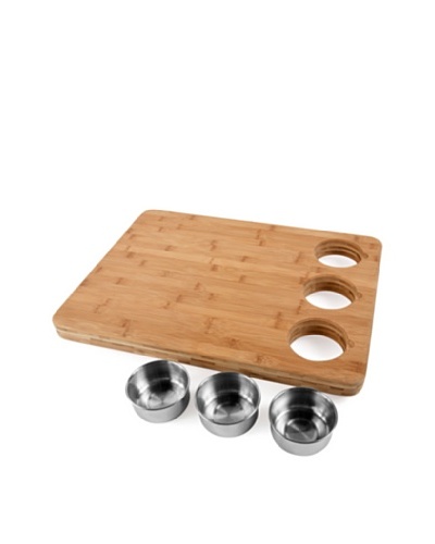 Core Bamboo Pro Chef Butchers Block with Prep Bowls, Natural