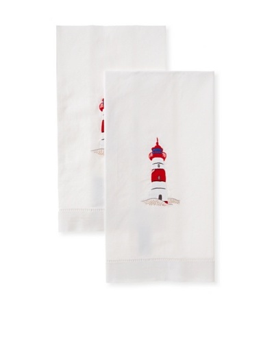 Henry Handwork Set of 2 Lighthouse Hand Embroidered Hand Towels