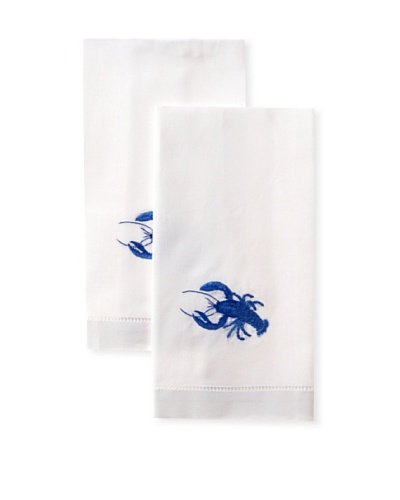 Henry Handwork Set of 2 Lobster Hand Embroidered Hand Towels