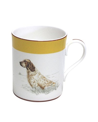 Hermès Mug with Dog, White/Brown/Yellow