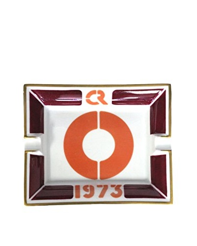 Hermès 1973 Ashtray, White/Maroon