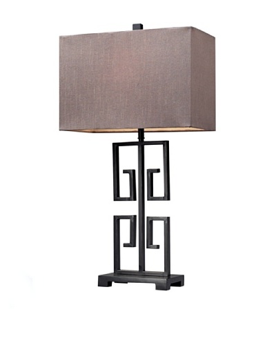 HGTV Home Dark Bronze Greek Key Metal Table Lamp