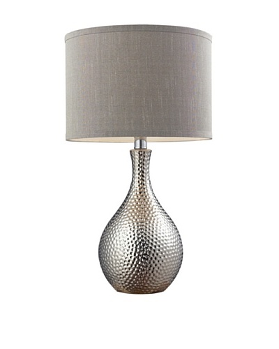 HGTV Home Hammered Chrome Plated Ceramic Table Lamp