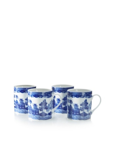 Set of 4 Blue Willow Mugs