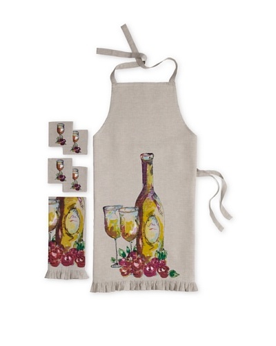 Julia Junkin Apron/Towel/4-Coaster Big Red Wine Set