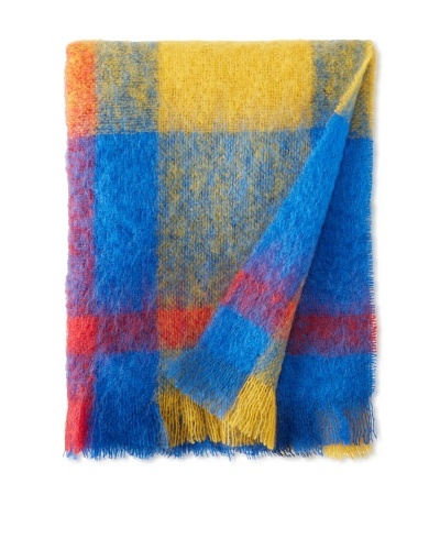 Hinterveld Beautiful Story Ndebele Check Throw, Blue/Yellow/Orange