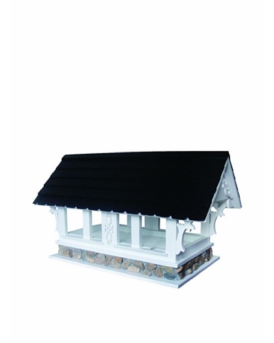 Home Bazaar Covered Bridge Birdfeeder, White