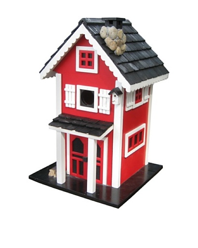 Home Bazaar Glen Ridge Bird House, Red/White/Black