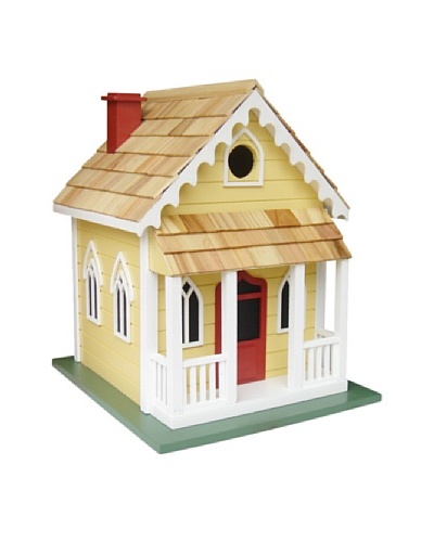 Home Bazaar Chatham Cottage Birdhouse, Yellow/Red Door