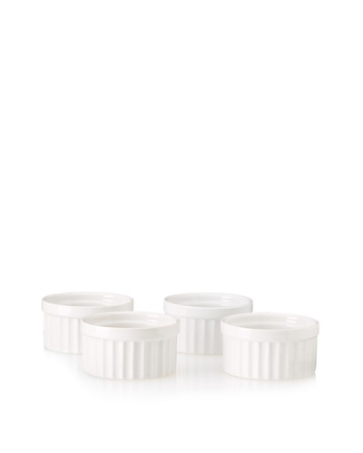 Home Essentials Set of 4 Fruit Apple Ramekins, White, 3.5