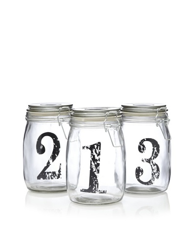 Home Essentials Set of 3 Bail & Trigger Jars with Vintage Print