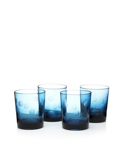 Home Essentials Set of 4 Pulse Dots Double Old-Fashioned Glasses [Blue]