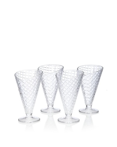 Home Essentials Set of 4 Sweet Vita Ice Cream Cone Glasses, 8.5-Oz.