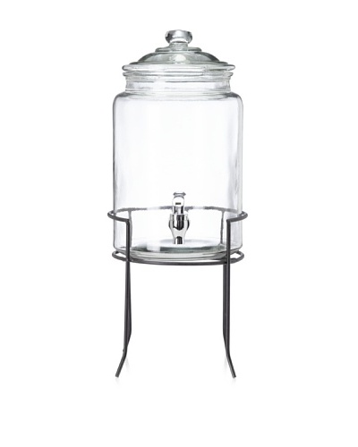 Home Essentials Cylinder Drink Dispenser with Iron Stand, 1.5-Gal.