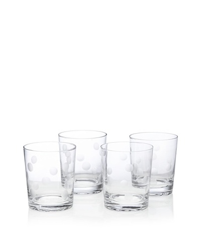 Home Essentials Set of 4 Pulse Dots Double Old-Fashioned Glasses [Clear]