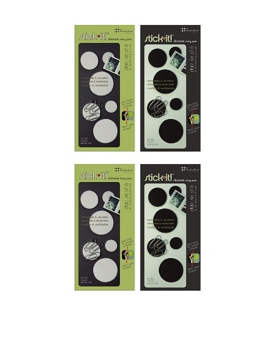 Three by Three Set of 4 Stick It! Dots, Black/White