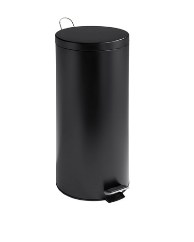 Honey-Can-Do Round Stainless Steel Step Trash Can with Liner, Black, 30-Liter/8-Gallon