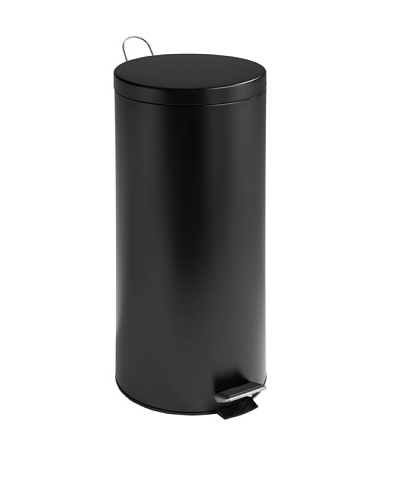 Honey-Can-Do Round Stainless Steel Step Trash Can with Liner, Black, 30-Liter/8-Gallon
