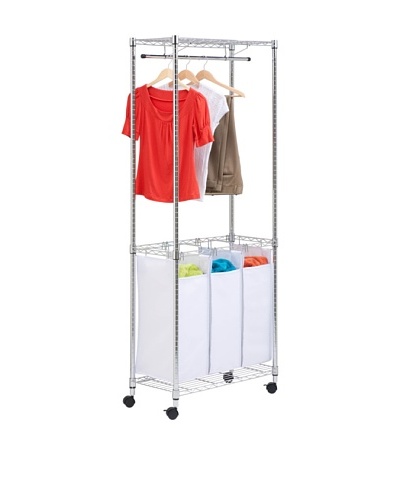 Honey-Can-Do Triple-Sorter Urban Rolling Laundry Center, Chrome