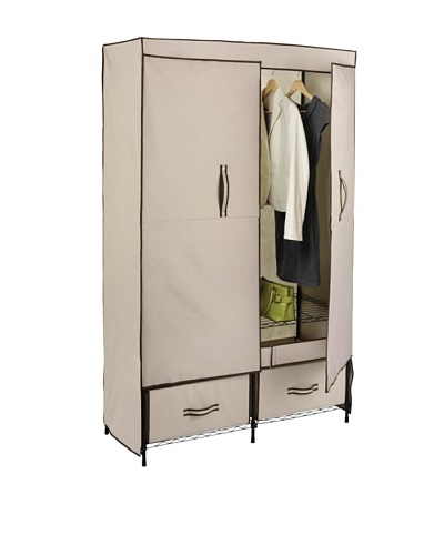 Honey-Can-Do Ultra-Deluxe Wide Storage Closet with Heavy Duty Doors, Cream