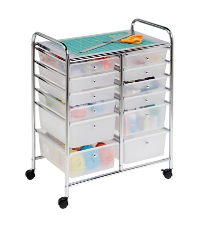 Honey-Can-Do 12 Drawer Chrome Studio Organizer Cart