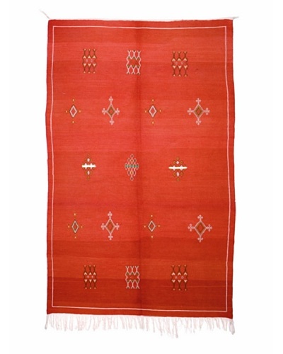 Hotel Marrakeche One of a Kind Hand Knotted Moroccan Rug, Red/Crème, 4′ 10″ x 8′ 2″