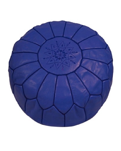 Hotel Marrakeche Moroccan Leather Pouf Ottoman, Royal Blue