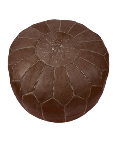 Hotel Marrakeche Moroccan Leather Pouf Ottoman, Brown