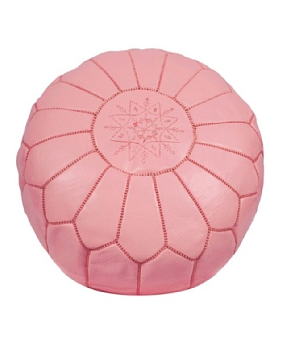 Hotel Marrakeche Moroccan Leather Pouf Ottoman, Pink