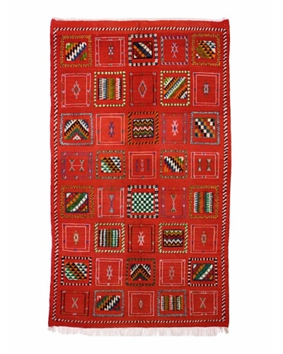 Hotel Marrakeche One of a Kind Hand Knotted Moroccan Rug, Red, 3′ 9″ x 7′ 8″
