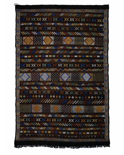 Hotel Marrakeche One of a Kind Hand Knotted Moroccan Rug, Black/Grey/Blue, 6′ 5″ x 9′ 9″